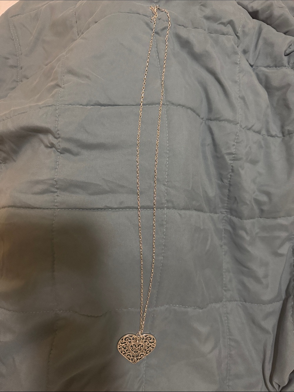 Delicate Filigree Heart Pendant Necklace - Silver